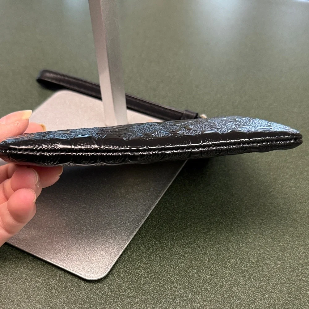 Coach Black Signature Patent Leather Wristlet - Picture 3 of 7